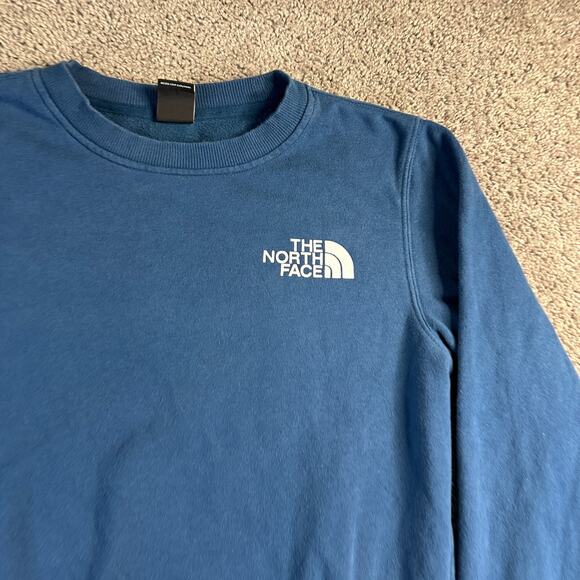The North Face Sweatshirt Mens Small Blue White Half Dome Logo TNF Crewneck - Picture 8 of 12